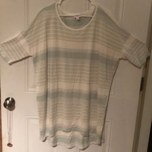 NWOT LulaRoe Irma white with teal and pink stripes